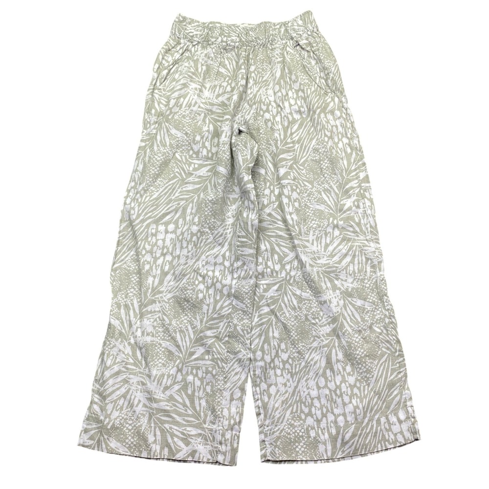 Christian Siriano New York 100% Linen‎ Wide Leg Pants Sage Green Tropical Small